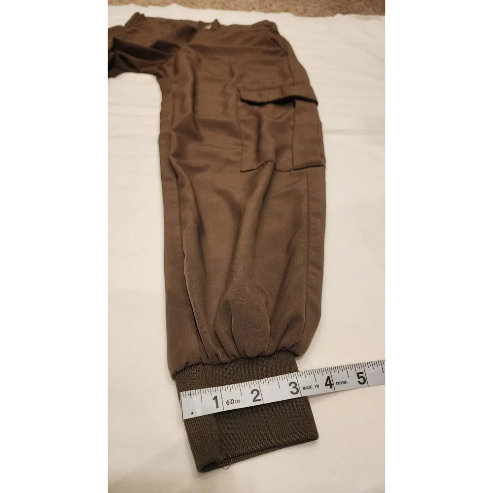ZARA Army Green khaki Cargo Pant Joggers XS side pocket silky lightweight summer